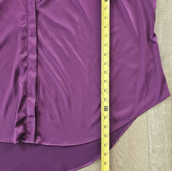 Lane Bryant Silky Plum V Neck Button Down Blouse, Size 24 - Picture 3 of 5
